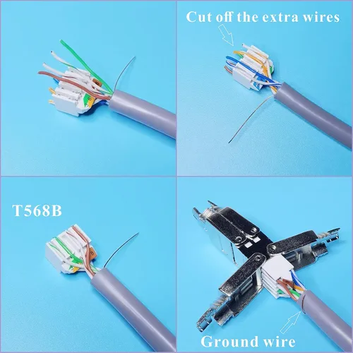 Vista 5 de Caja de conexiones Ethernet, conector de empalme a tope de cable de red CAT6A/CAT6E/CAT6/CAT5E/CAT5E/CAT5, terminal de tipo perforado blindado sin