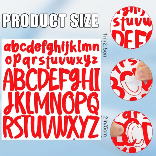 Vista 2 de 416 piezas de 8 hojas de calcomanías de letras, calcomanías autoadhesivas de letras mayúsculas y minúsculas de 1 pulgada y 2 pulgadas, calcomanías