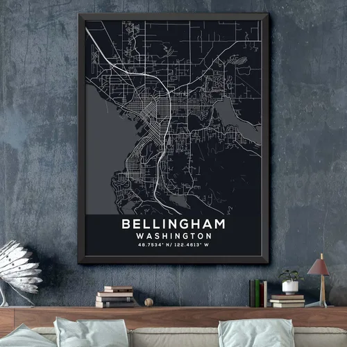 Vista 2 de Map of Bellingham, Washington, Evening (8x10)