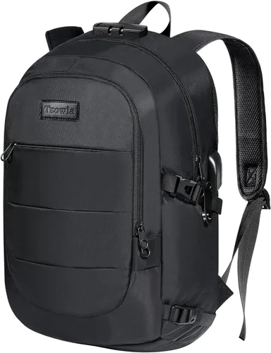 Vista 16 de Tzowla, mochila de viaje de negocios para computadora portátil de 15,6 a 17,3 pulgadas para mujeres, hombres y para regalar, A-Negro
