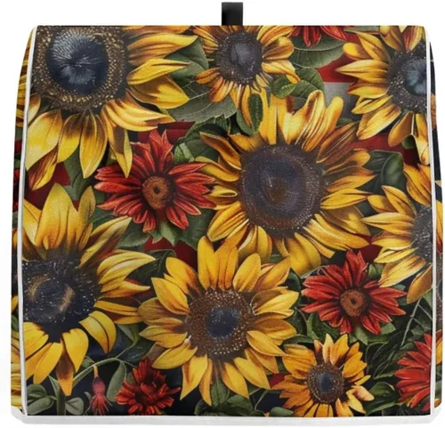 Vista 3 de Funda para batidora con estampado de girasol y bandera americana, cubierta protectora contra el polvo, adecuada para la mayoría de los modelos