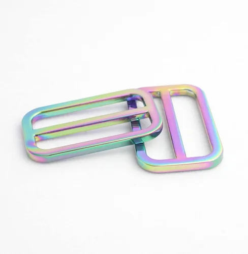 Vista 5 de Ganchos giratorios de metal con anillos en D y hebillas deslizantes para bolso arcoíris Tri-Glides..