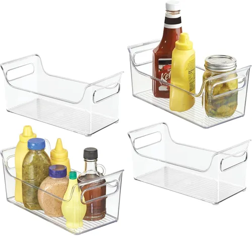 Vista 11 de iDesign - Organizador de condimentos de plástico con asas para nevera, transparente, fabricado en Estados Unidos For Fridge, Made in USA