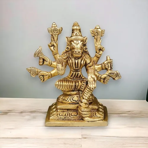 Vista 8 de LOVENSPIRE Estatua de la diosa Varahi Devi Amman de latón macizo para Pooja (3 pulgadas) – Ídolo de la deidad espiritual india para decoración