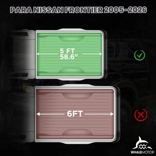 Vista 2 de Cubierta para cama de camioneta compatible con Nissan Frontier 2005-2024, caja corta de 5 pies con o sin riel de seguimiento, estilo de plegado suave