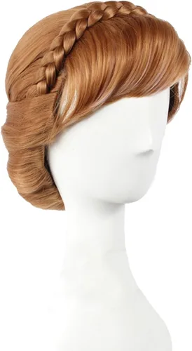 Vista 3 de Angelaicos Peluca marrón para mujer, para Halloween, cosplay, trenza, corta, updo, Marrón