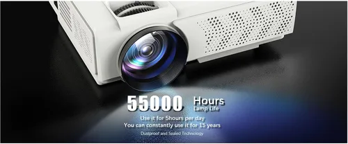 Vista 8 de Mini proyector nativo E1 120±% 10 ansi lumen 1080P, LCD de 4.1 pulgadas, proyector de video multimedia para cine en casa, compatible con HDMI Full