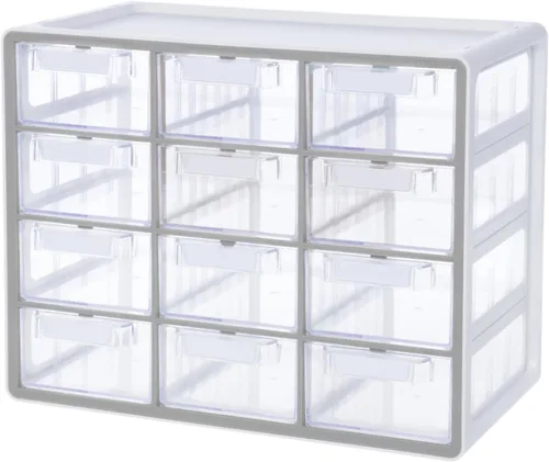 Vista 10 de Blue Ginkgo Gabinete grande de 12 cajones, organizador transparente apilable para hardware, cuentas, ladrillos de plástico, oficina y almacenamiento