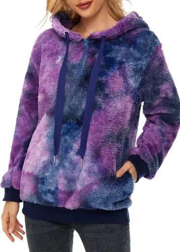 Vista 18 de Century Star Sudadera deportiva mullida de vellón con capucha para mujer de talla extragrande con bolsillos