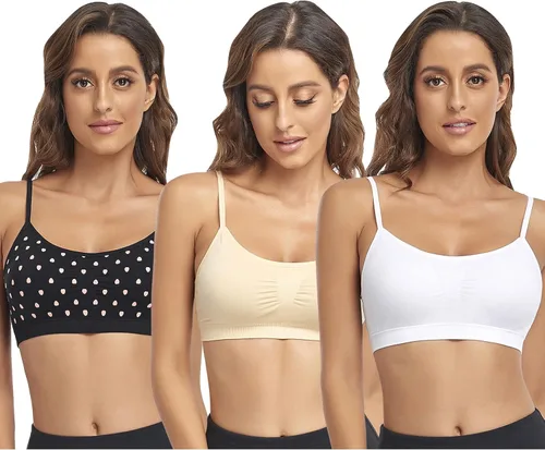 Vista 24 de Litthing Bralettes Padded for Women Cami Strap Bra Seamless Sportsbra Wireless Comfort Yoga Lightly T-Shirt Tank Tops