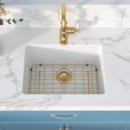 Vista 3 de Sarlai White Undermount/Drop In Kitchen Sink 24 x 18 Inch Laundry Sink 11 Inch Extra Deep White Fireclay Ceramic Single Bowl Dual-mount Utility