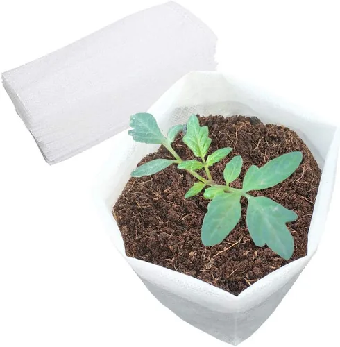 Vista 9 de Bolsas de cultivo de vivero Belit, 100 piezas de macetas de plántulas de tela, bolsa no tejida para semillas de plantas de jardinería, papa, flor