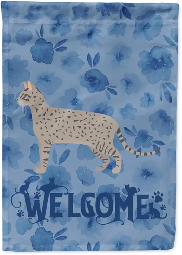 Vista 81 de Caroline's Treasures CK4813CHF - Bandera de bienvenida con gato abisinio azul, manga grande, para porche, para colgar en la pared, poliéster