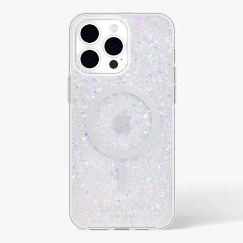 Vista 7 de Kate Spade New York Funda para iPhone 15 Pro Max, compatible con la funda MagSafe para teléfono, purpurina gruesa iridiscente
