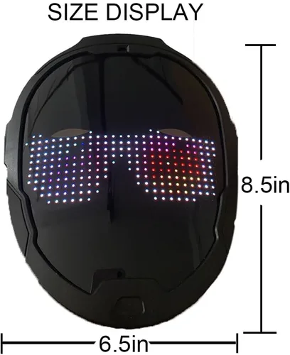 Vista 5 de DALEGDA Máscara facial de animación LED, detección de gestos para disfraces, fiestas de máscaras, regalo de Navidad para adultos y niños