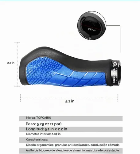 Vista 2 de TOPCABIN Empuñaduras de bicicleta, diseño ergonómico, empuñaduras de goma de dos colores para manillar de bicicleta con cómodos agarres de manillar