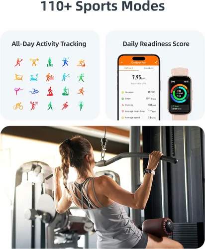 Vista 2 de Parsonver Rastreador de actividad física con contador de pasos/calorías/cronómetro, rastreador de actividad de salud con monitor de sueño de Oro rosa