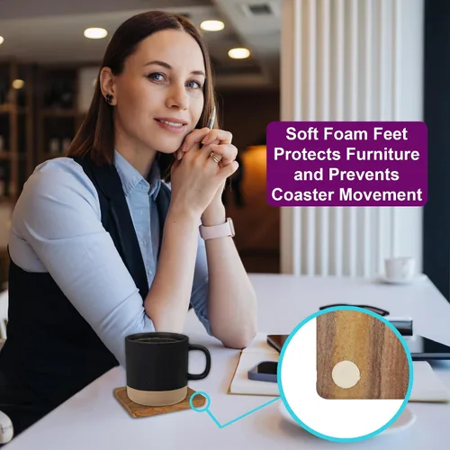 Vista 5 de Posavasos de piedra arenisca absorbente natural, protege los muebles, uso en interiores y exteriores, cuadrado de 4 pulgadas (paquete de 4)
