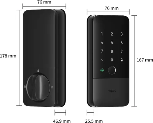 Vista 8 de Aqara UWB Smart Lock U400, Matter Over Thread, llave de Apple Home, cerrojo de entrada sin llave de huellas dactilares, teclado de pantalla táctil