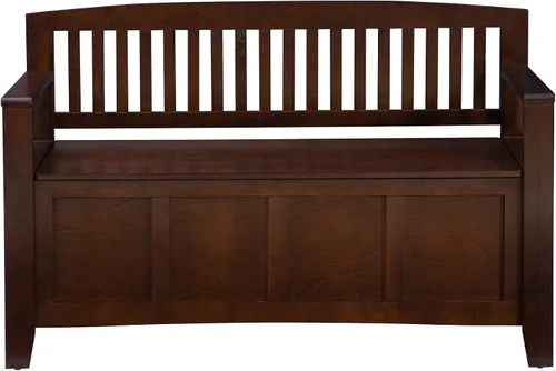 Vista 7 de Linon Home Dcor Linon Home Decor Cynthia - Banco de almacenamiento, 50 pulgadas de ancho x 17.25 pulgadas de profundidad x 32 pulgadas de alto, nogal