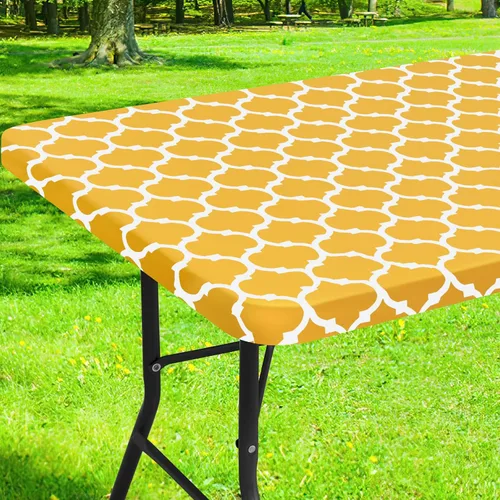 Vista 33 de Smiry Mantel cuadrado para mesa de pícnic, manteles de camping impermeables elásticos ajustables, protector de mantel de vinilo con respaldo de Gris