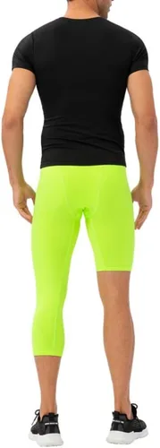 Vista 37 de Pantalones de compresión para hombre, mallas de compresión de una pierna para baloncesto, capri 3/4, leggings atléticos, capa base de secado fresco