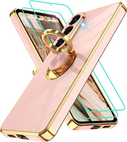Vista 257 de Funda para Motorola Moto G 5G 2024: Funda Moto G Play 5G 2024 con 2 piezas de protectores de pantalla, soporte de anillo de rotación de 360°