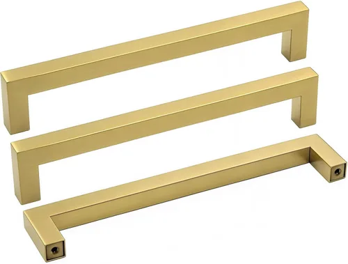 Vista 8 de Goldenwarm Paquete de 10 manijas cuadradas de bronce champán de 3 pulgadas (2.992 in) para armarios de cocina, armarios, aparadores y accesorios