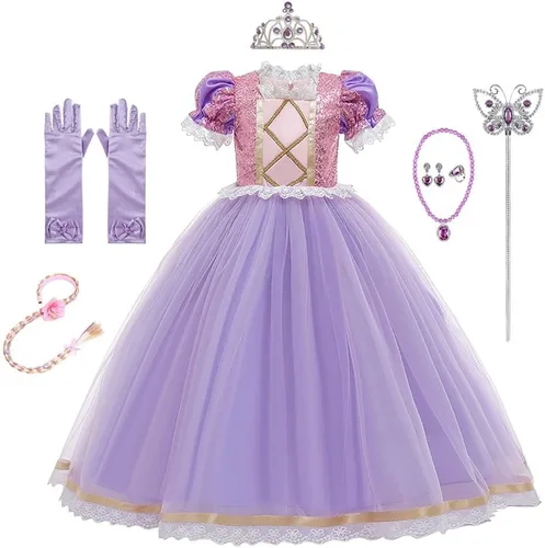 Vista 13 de Vestido de cumpleaños de princesa Sofía para niñas, disfraz de Halloween, concurso, Navidad, fiesta de noche, con accesorios