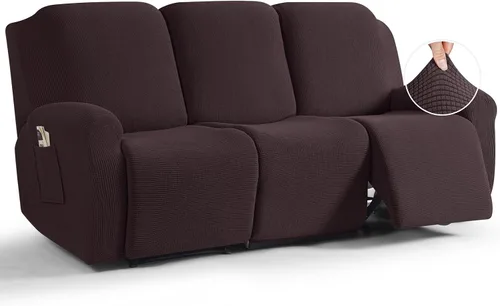 Vista 64 de TAOCOCO Funda reclinable de 4 piezas, funda elástica para sofá reclinable de 4 piezas, funda reclinable con 1 asiento, protector de sofá suave