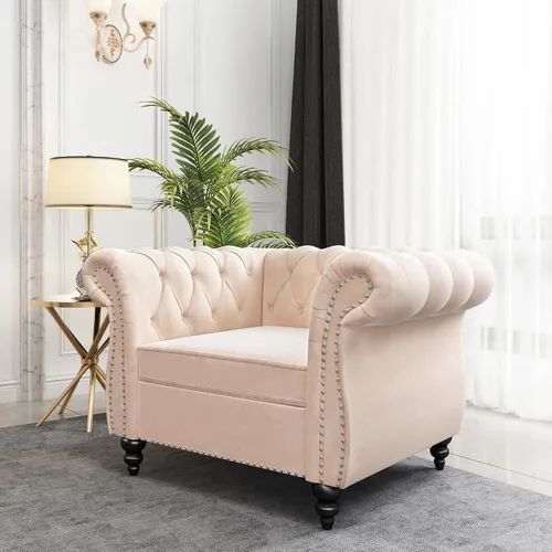 Vista 35 de QHITTY Sofá grande Accent, sofá Chesterfield de 3 plazas moderno de cuero, sofá tapizado con respaldo copetudo para muebles de sala de estar (negro)