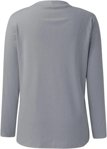 Vista 3 de Cárdigan de manga larga para mujer, ligero, cuello acanalado, suave, cárdigan de punto para mujer, cárdigan pesado