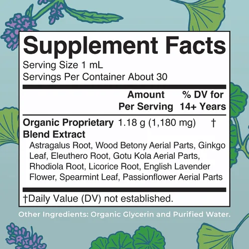 Vista 2 de MaryRuth Organics - Suplemento Nootrópico Cerebral Orgánico USDA para Adultos con Ginkgo Biloba y Astragalus Foco y Apoyo Adrenal Gotas