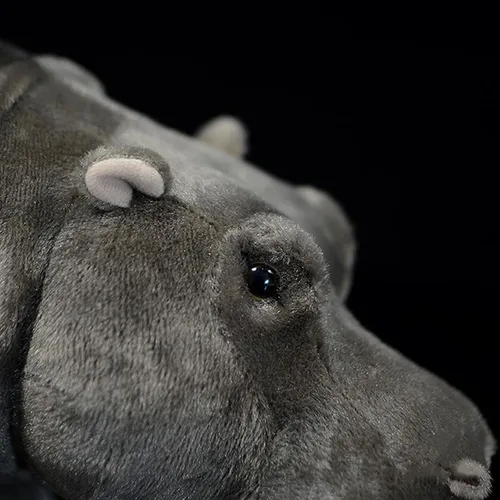 Vista 9 de Juguete de peluche realista de hipopótamo, animal de peluche de hipopótamo de 14 pulgadas, animales salvajes suaves, juguetes de peluche únicos