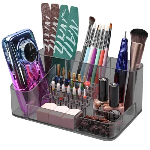 Vista 11 de CGBE Organizador para brocas de taladro de uñas, organizador de 28 agujeros para brocas de uñas, organizador profesional de herramientas para uñas
