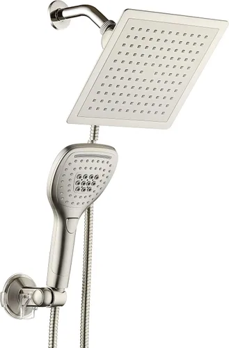 Vista 8 de DreamSpa - Combo de cabezal de ducha de lluvia/manual ultra-lujoso de 9 pulgadas. Conveniente botón pulsador de control de flujo para fácil