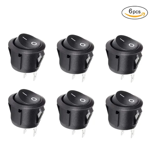 Vista 2 de 6 unids negro interruptor de encendido / apagado con pestillo redondo interruptor de palanca SPST 6A/250v 10A/125v para barco coche, etc