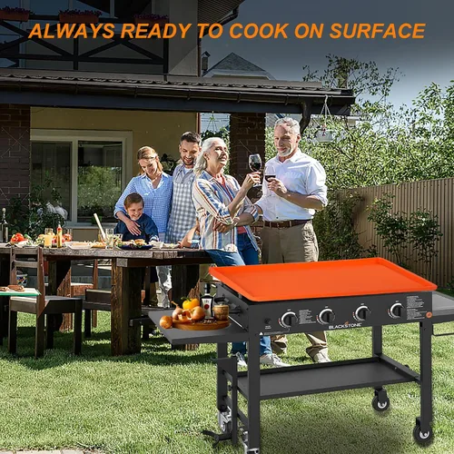Vista 6 de Funda de silicona para parrilla Blackstone, borde completo mejorado: tapete resistente de grado alimenticio de 17 pulgadas, protege el grado de 43