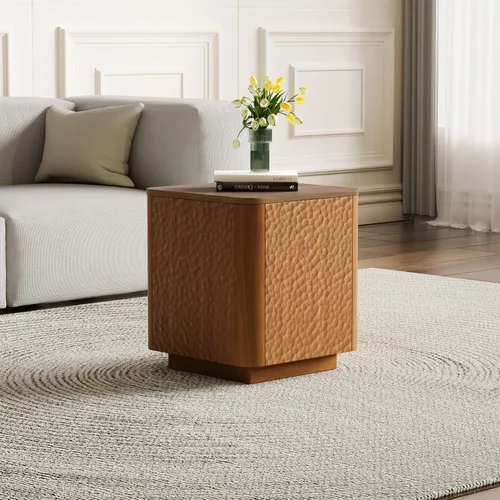 Vista 47 de Mesa auxiliar de madera, 39.37 pulgadas, cuadrada de mediados de siglo, mesa central de madera moderna de madera de fibropanel de densidad media