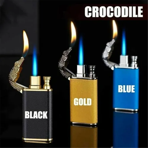 Vista 2 de Encendedor mágico de cocodrilo de doble llama, encendedor de doble arco recargable, encendedor de arco para exteriores, impermeable, resistente al