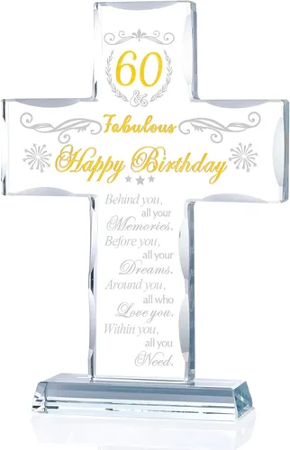 Vista 15 de Regalos de 40 cumpleaños para mujeres y hombres, soporte de cruz de vidrio grabado con 40 y fabulosos regalos religiosos para ella, ideas de regalos