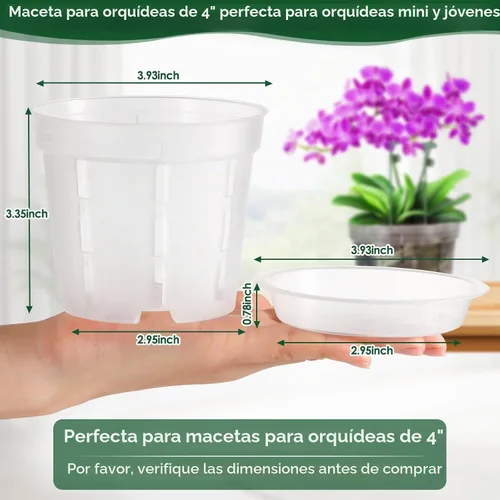 Vista 4 de Paquete de 6 macetas de plástico para orquídeas con agujeros 6 paquete