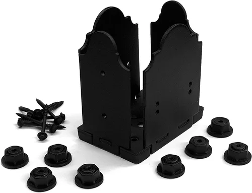 Vista 18 de OZCO Kit de base de poste de madera de hierro, 6 x 6 pulgadas, 1 kit con herrajes, negro