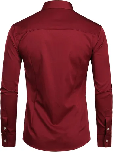 Vista 2 de Zeroyaa - Camisas de esmoquin de manga larga para hombre, calce ajustado