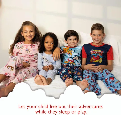 Vista 2 de Marvel Girls' Black Panther Wakanda Forever Groot 2-Piece Snug-fit Cotton Pajamas Set