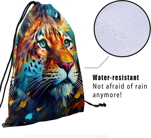 Vista 137 de Bolsa de agarre de gimnasia de piel de animal, bolsa de gimnasia con cordón ajustable, bolsa de cuerda para fauna silvestre, Mariposas Galaxy