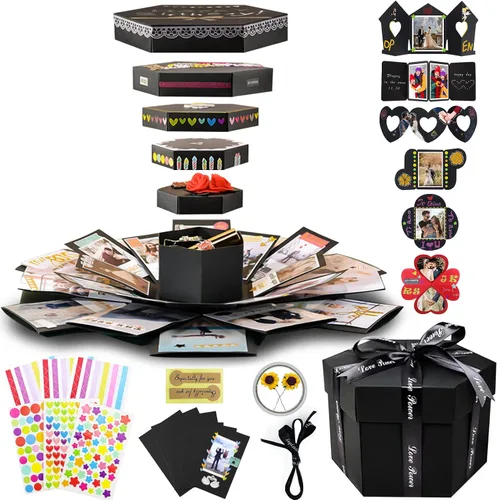 Vista 10 de Vienrose Juego de caja de regalo de explosión, caja de fotos de regalo sorpresa, creativa, álbum de recortes, accesorios para parejas, regalos