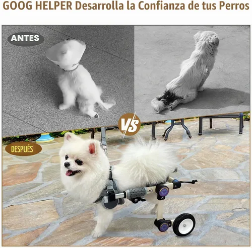 Vista 2 de Silla de ruedas ajustable para perros para patas traseras, soporte de movilidad, silla de ruedas ligera para mascotas con patas traseras