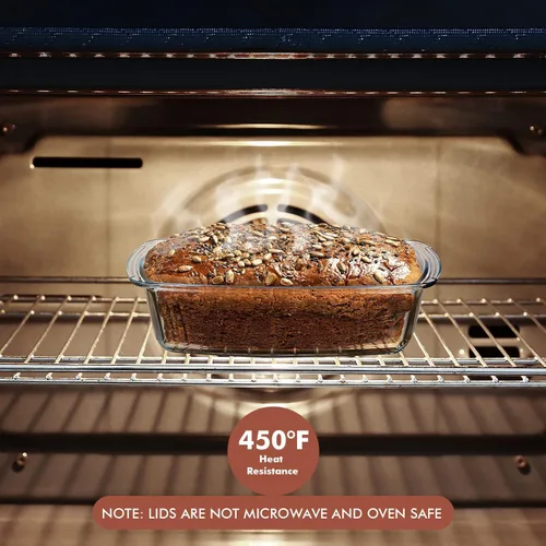 Vista 2 de Razab LARGE 7.6 Cups/1800 ML/1.9 Qt Glass Loaf Pan with Lids - Meatloaf Pan BPA free Airtight Lids Grip Handle Easy Carry, Microwave and Oven Safe