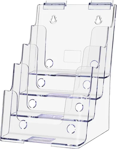 Vista 8 de Marketing Holders Soporte para folletos para tarjetas de estante de 4 pulgadas para colgar múltiples ranuras, todo en uno, pantalla transparente